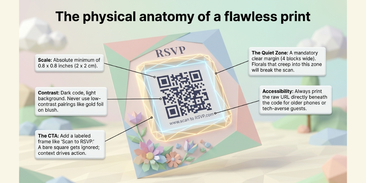 How big should a wedding QR Code be Print rules that save reprints