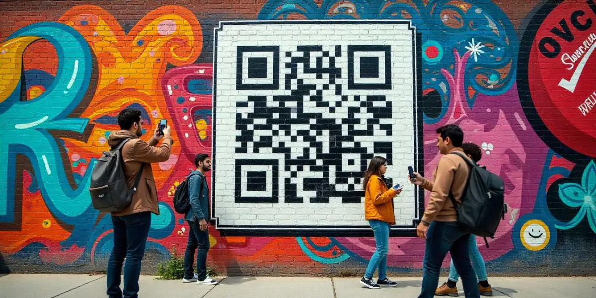A QR Code grafitti on a wall.