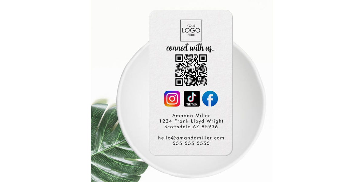 Social media QR Code company logo business card.