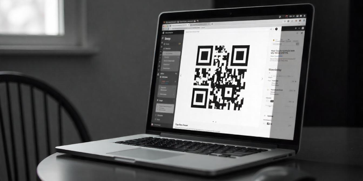 A QR Code displayed on a laptop screen.