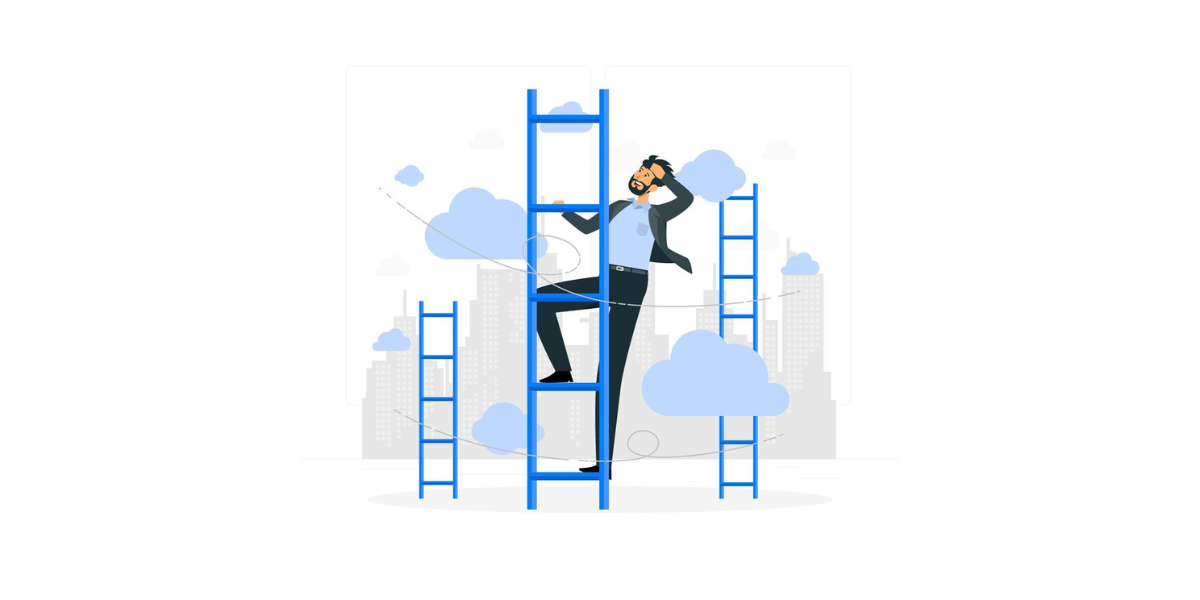a man stepping up on a ladder