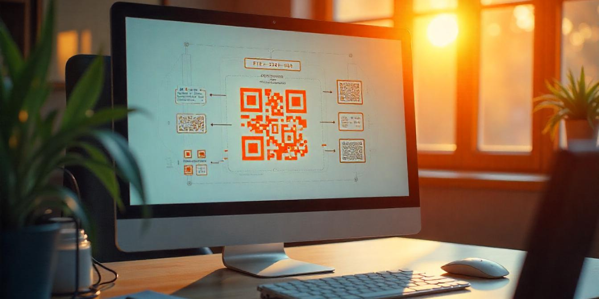 A QR Code on a computer monitor.