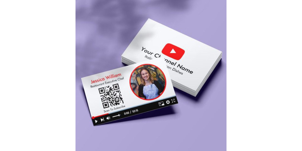 YouTube vlogger channel with QR Code minimalist business card.