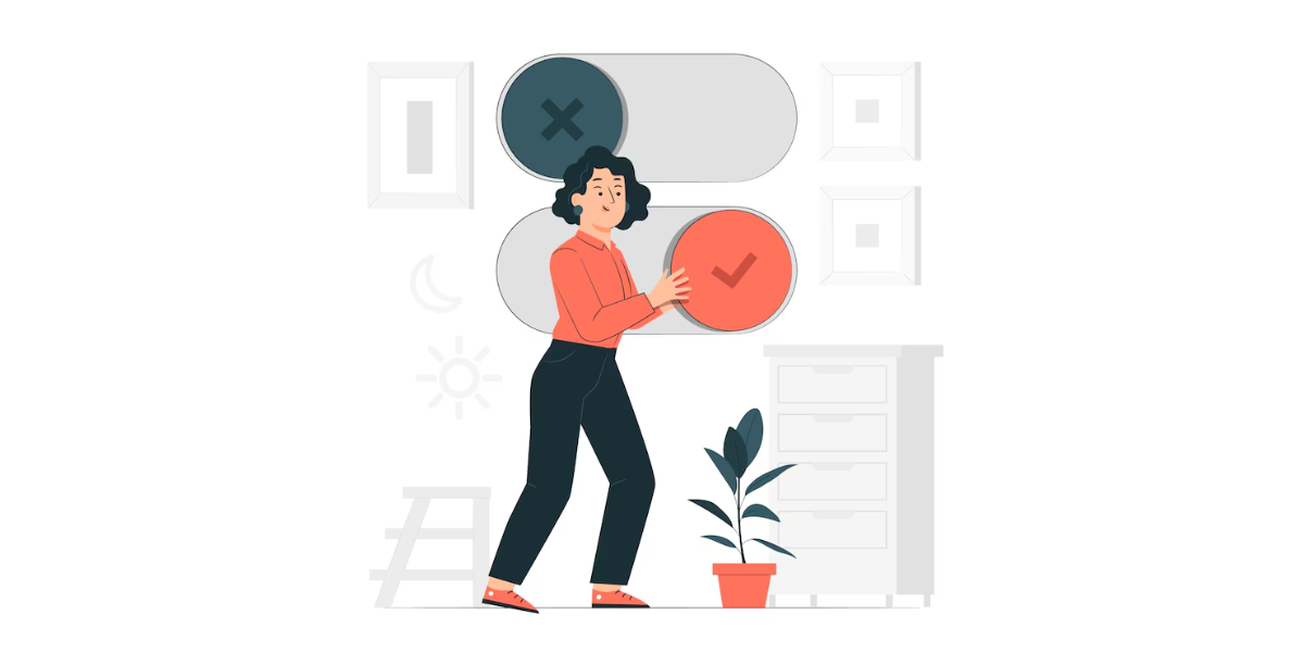 a woman pushing the correct toggle button