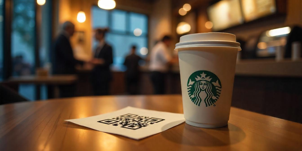 Starbucks QR Code on a paper tissue.