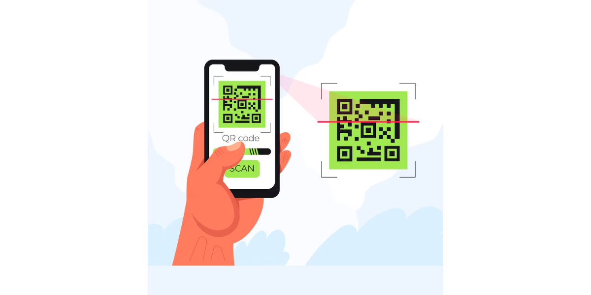 a mobile phone scanning a QR Code