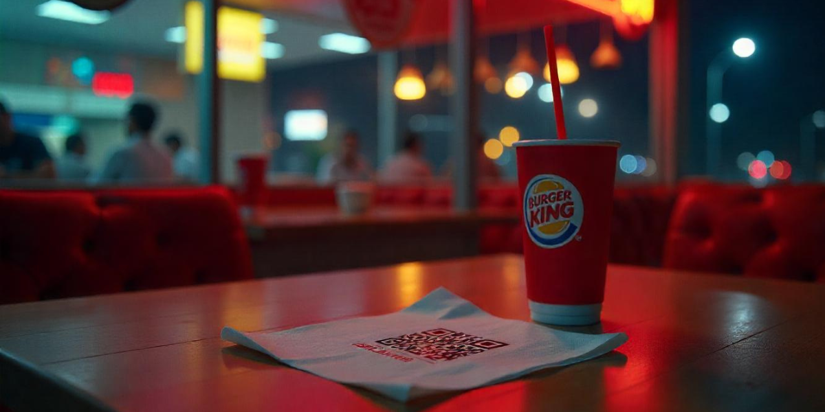 Burger King QR Code on a paper tissue.