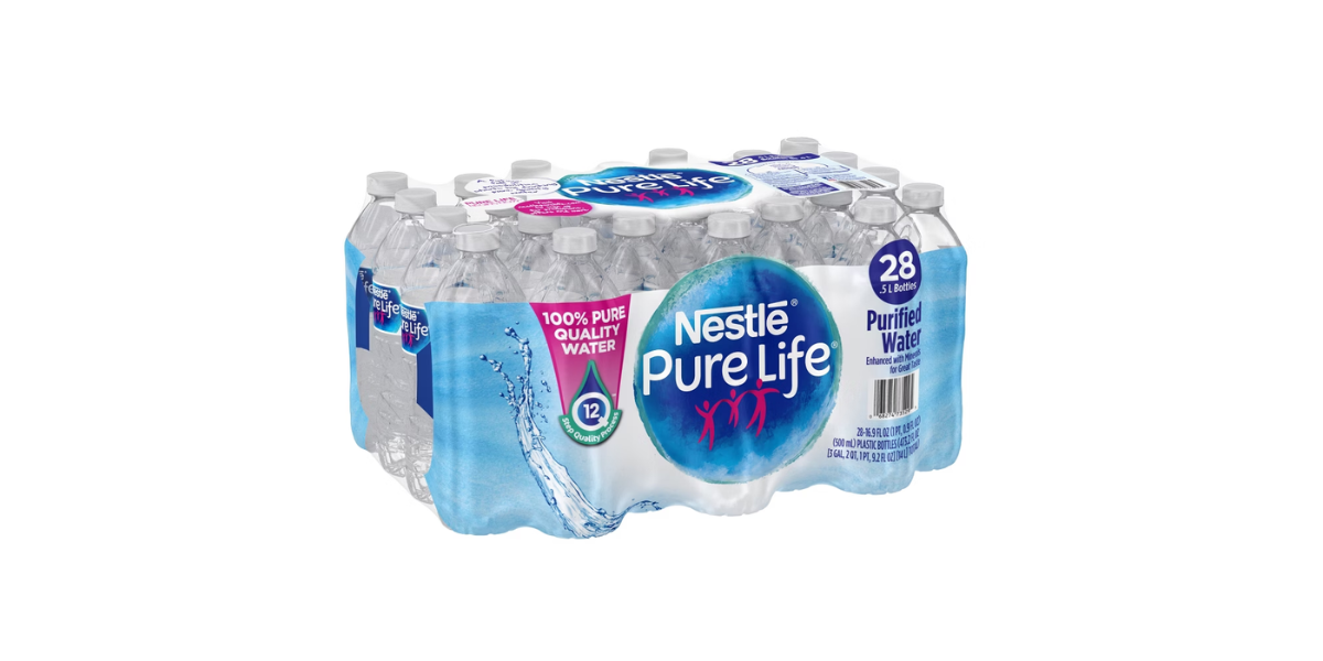 Nestle Pure life bottles with QR Code.