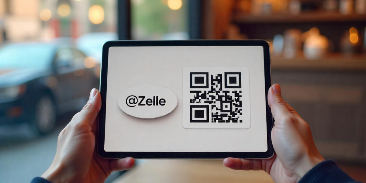 Zelle QR Code on a tab.
