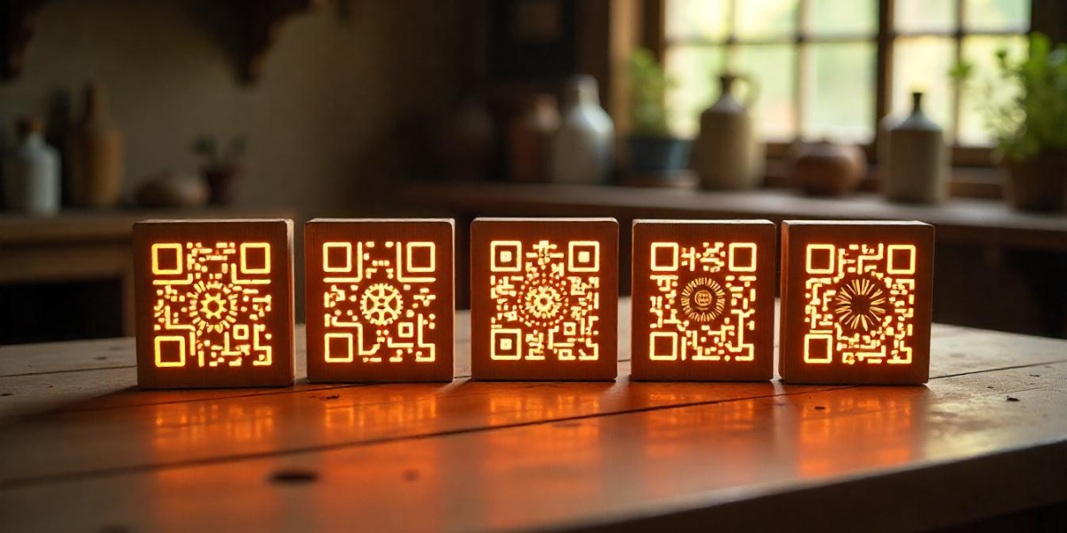 A custom QR Code with different patterns.