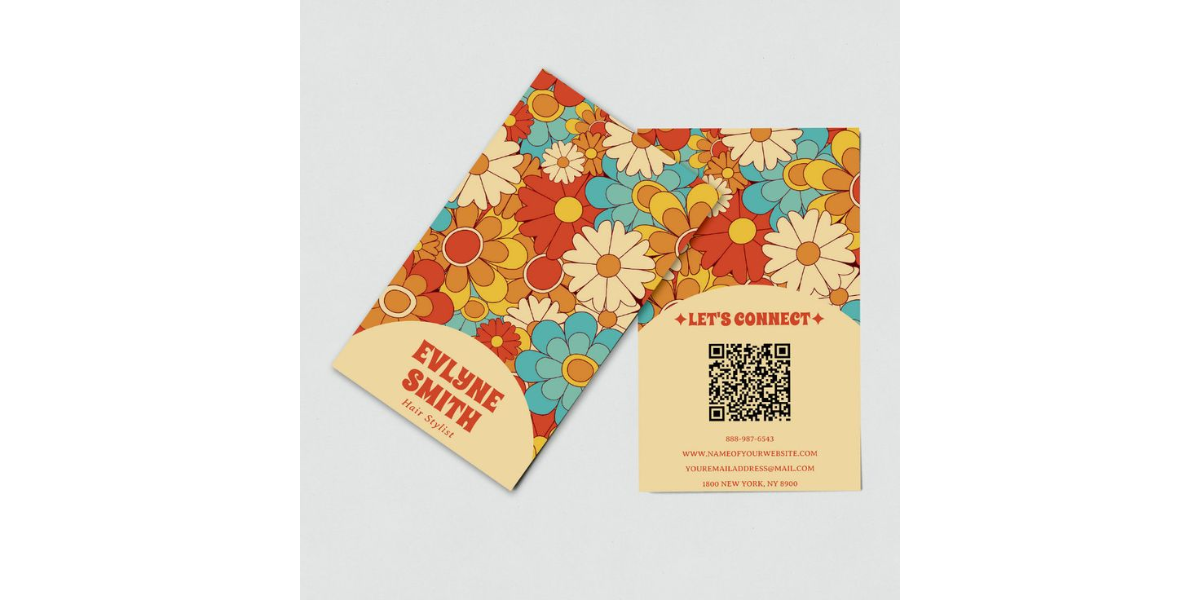 Groovy retro QR Code business card.