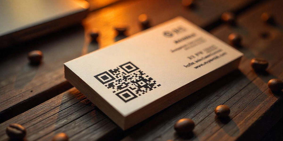 A QR Code business card kept on a grass.
