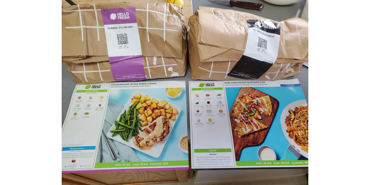 HelloFresh food packaging with QR Codes on it.