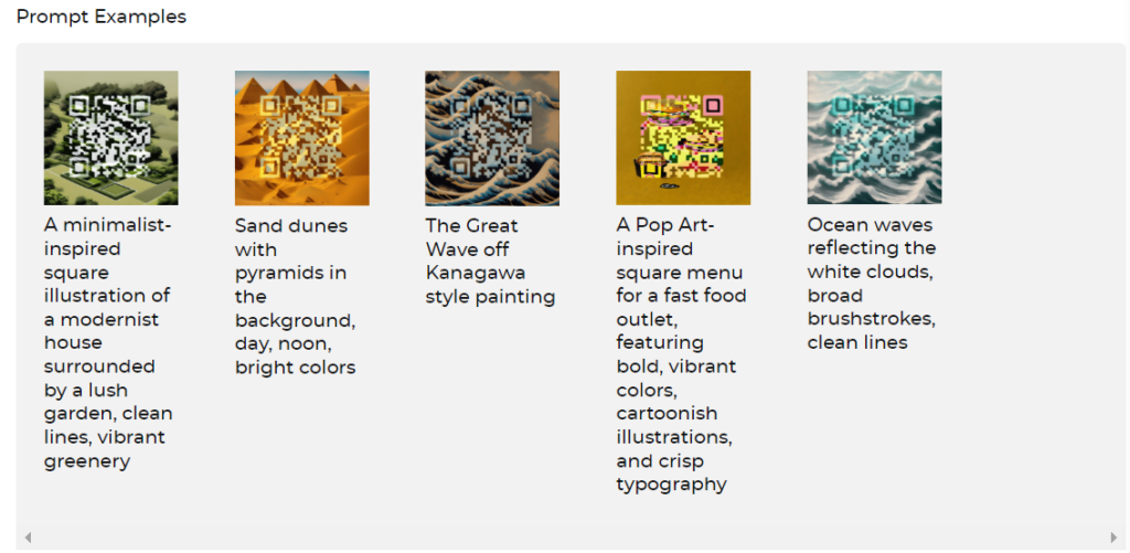 AI Prompt example of AI QR Codes generated using Scanova.