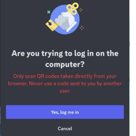 Security prompt screenshot asking "Are you trying to login to discord?"