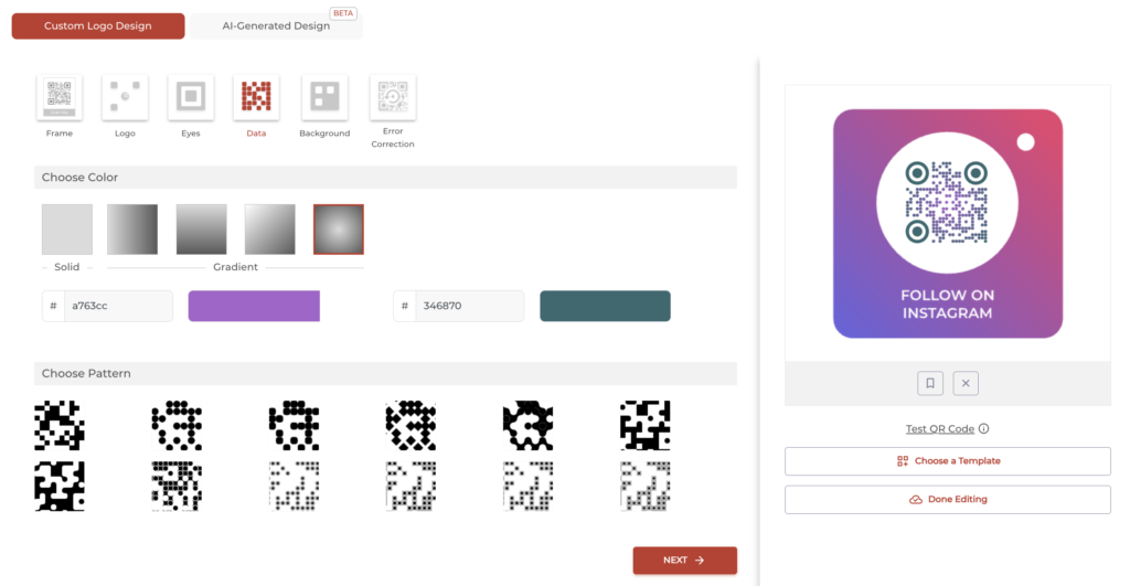 Circular QR Code data pattern.