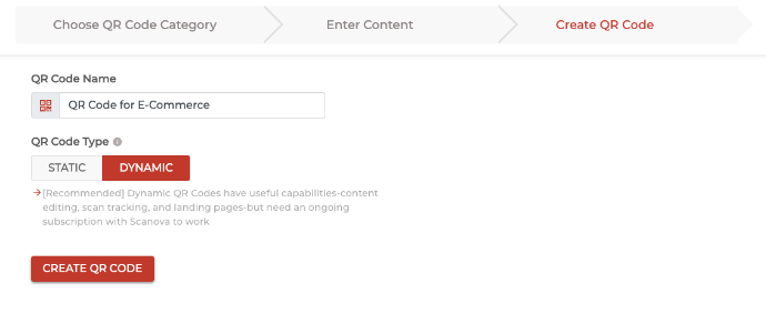 QR Code categories