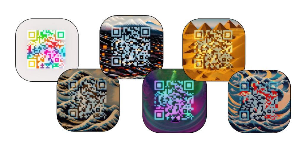 Examples of AI Art QR Codes generated using Scanova