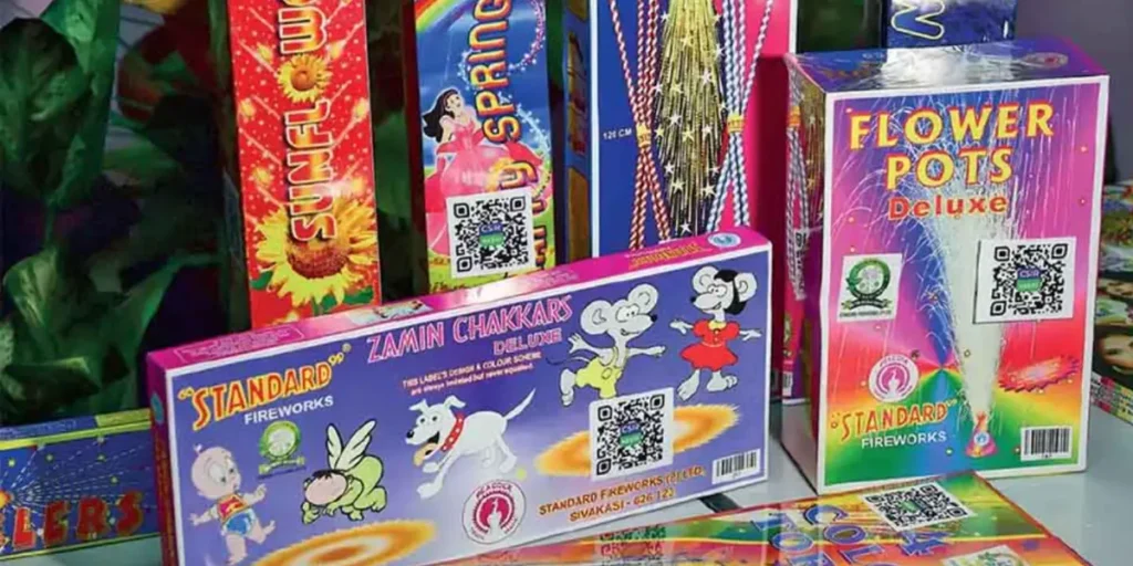A collection of crackers displayed on a table, featuring a QR code on the packaging for Green Cracker.