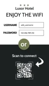 A QR Code with a wifi logo in the middle.