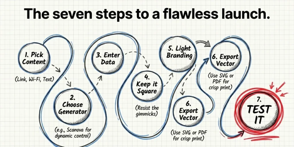 The steps to generate a square QR Code.