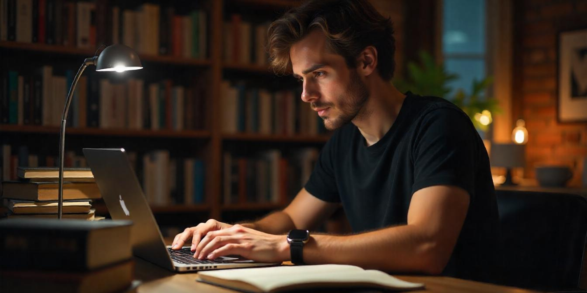 A man working on his laptop, searching for: How to create a scan code for a website.