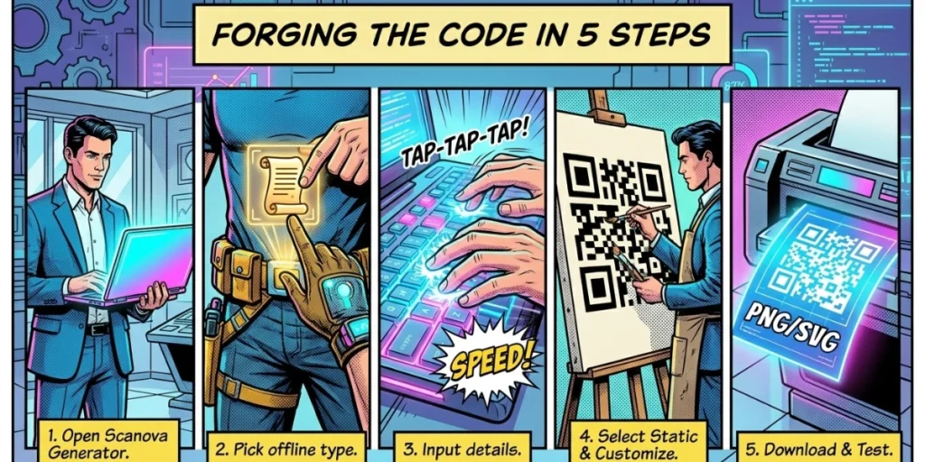 Process to create an offline QR Code.