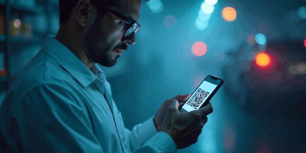 QR Code on phone mockup