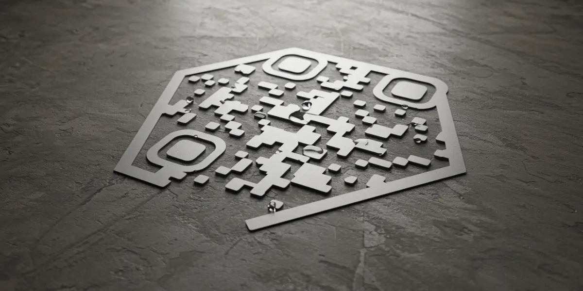 An in office meeting with a few people in it, looking at a virtual professional QR Code.