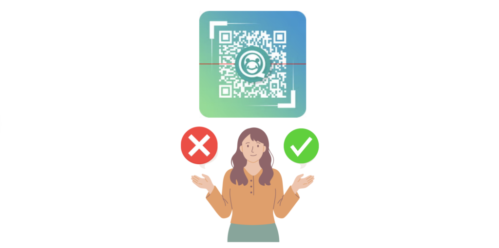A hand scanning a QR Code generated using Scanova's QR Code generator.
