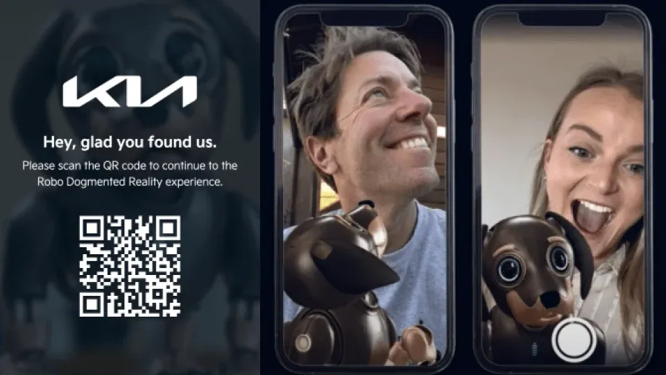 Kia's "accelerate the good program" featuring a white QR Code campaign