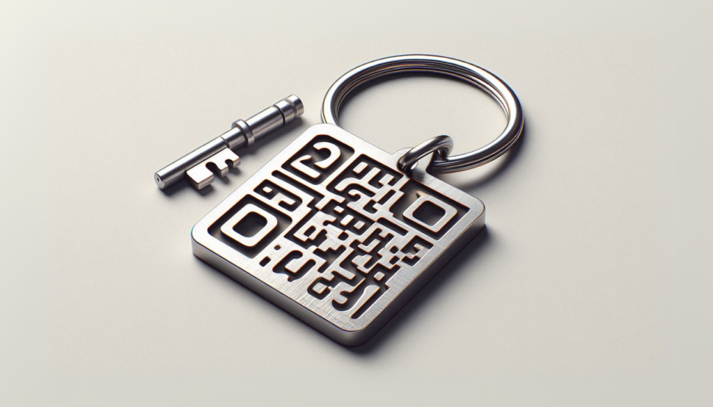 Two people scanning QR Codes positioned at different levels.