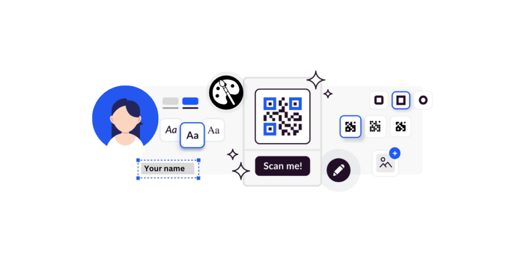 A hand scanning a QR Code generated using Scanova's QR Code generator.