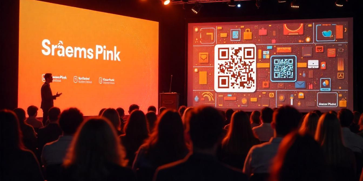 A giant screen displaying a PowerPoint QR Code.