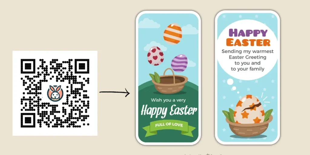 Easter QR code being used to send personalized greetings and wishes.
