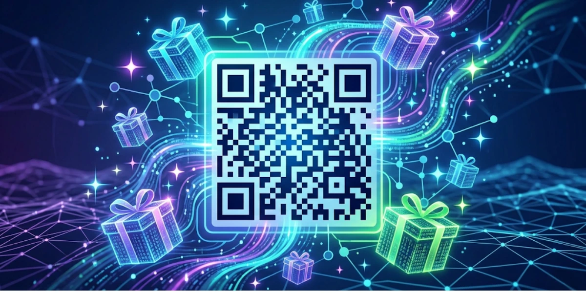A QR Code Gift Card created by Scanova QR Code Genberator.