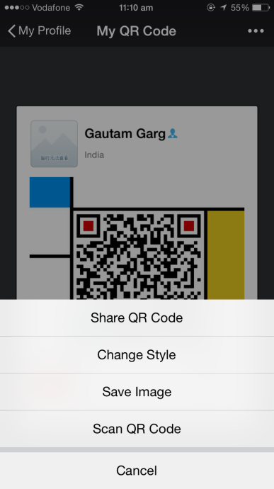 messaging app qr codes - wechat