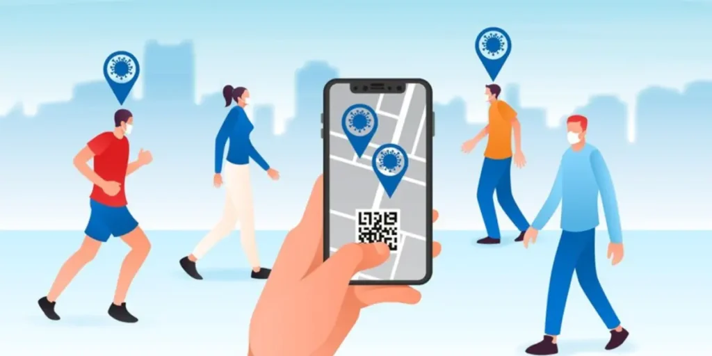 A user holding a phone on their hand and tracking the visitors who scanned a QR Code. 