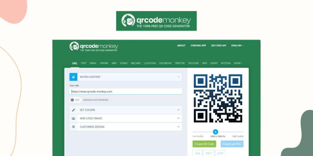 Screenshot of homepage of QR Code Monkey. Is QR Code Monkey safe?