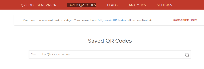 video qr code generator- saved qr codes