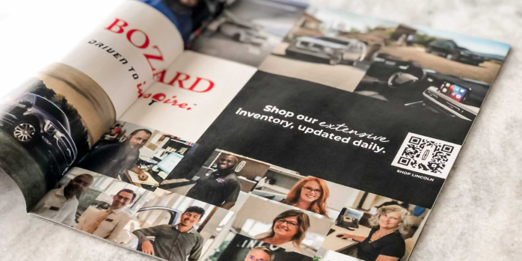 Shop Lincon QR Code in a magazine for seeing a product catalogue.