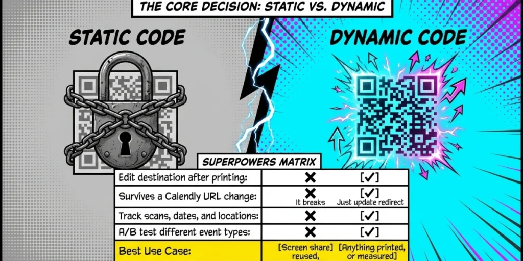 Difference between static and a dynamic QR Code.