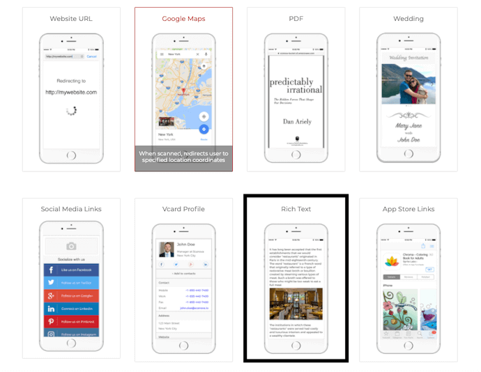 Step 2: Choose Rich Text QR Code