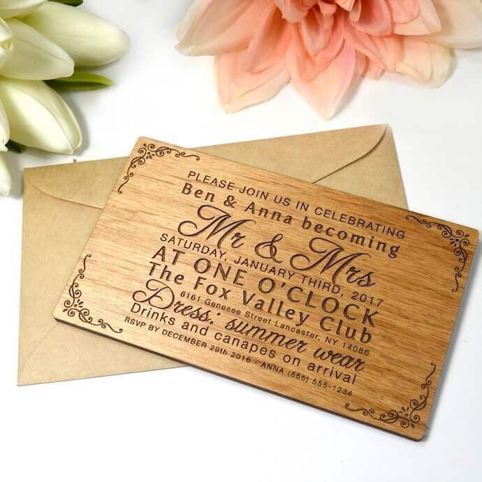 create wedding invitations: wooden invitation card