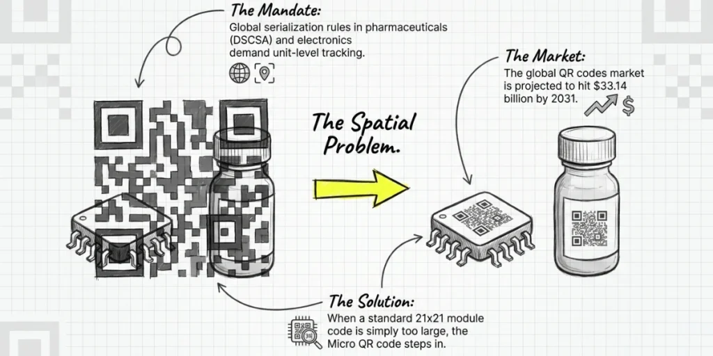 How Micro QR Code comes as a solution for pharmaceuticals and electronics industry.