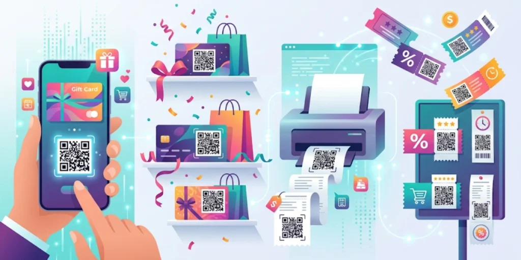 Types of QR Code gift cards that can be created.