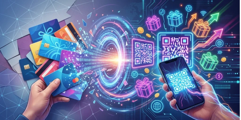 QR Codes on gift cards replacing plastic gift cards.